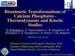 Biomimetic Transformations of Calcium Phosphates - Thermodynamic and Kinetic Studies