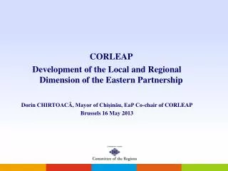 CORLEAP Development of the Local and Regional Dimension of the Eastern Partnership