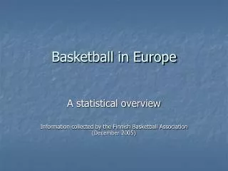 Basketball in Europe