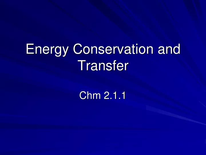energy conservation and transfer