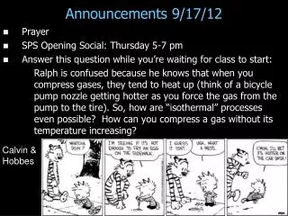 Announcements 9/17/12