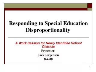 Responding to Special Education Disproportionality