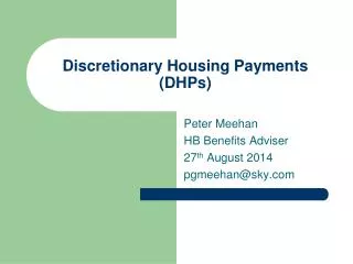 Discretionary Housing Payments (DHPs)