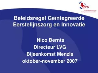 beleidsregel ge ntegreerde eerstelijnszorg en innovatie