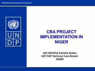 CBA PROJECT IMPLEMENTATION IN NIGER