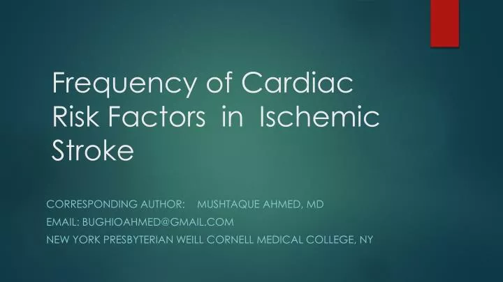 frequency of cardiac risk factors in ischemic stroke