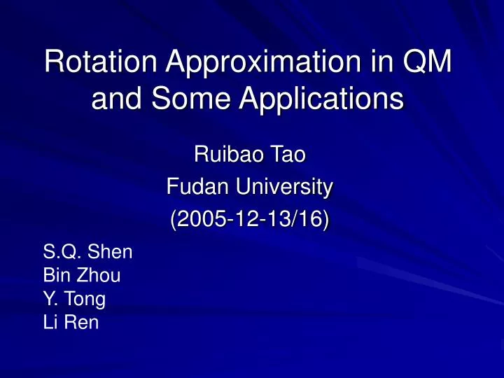 rotation approximation in qm and some applications