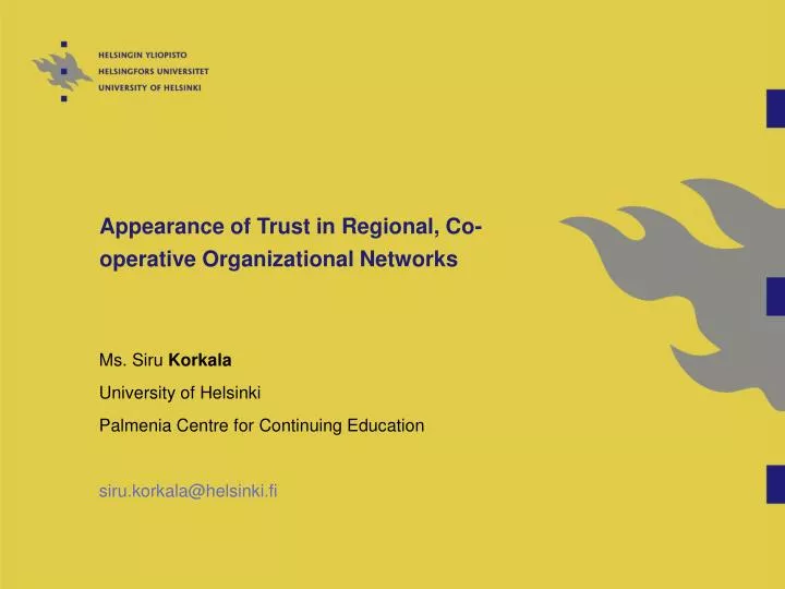 appearance of trust in regional co operative organizational networks