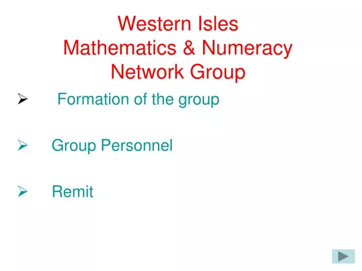 western isles mathematics numeracy network group