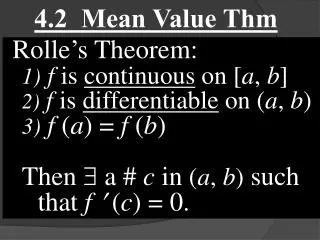 4.2 Mean Value Thm