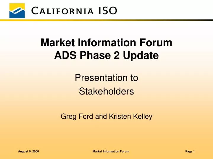 market information forum ads phase 2 update