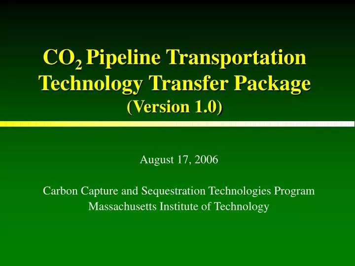 co 2 pipeline transportation technology transfer package version 1 0