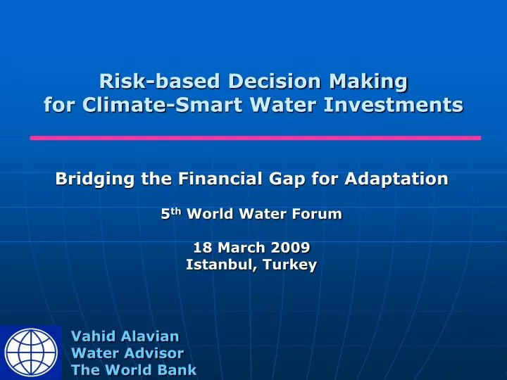 risk based decision making for climate smart water investments