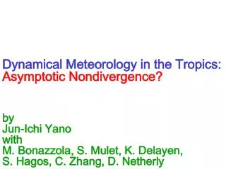Dynamical Meteorology in the Tropics: Asymptotic Nondivergence?