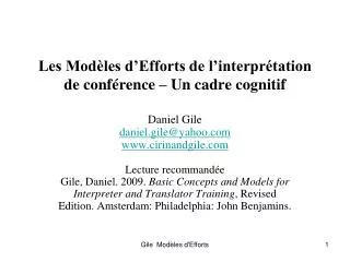 les mod les d efforts de l interpr tation de conf rence un cadre cognitif