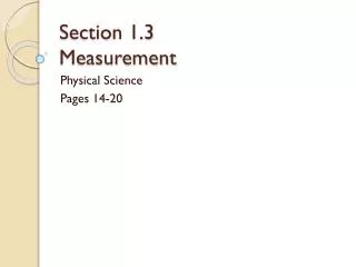 Section 1.3 Measurement