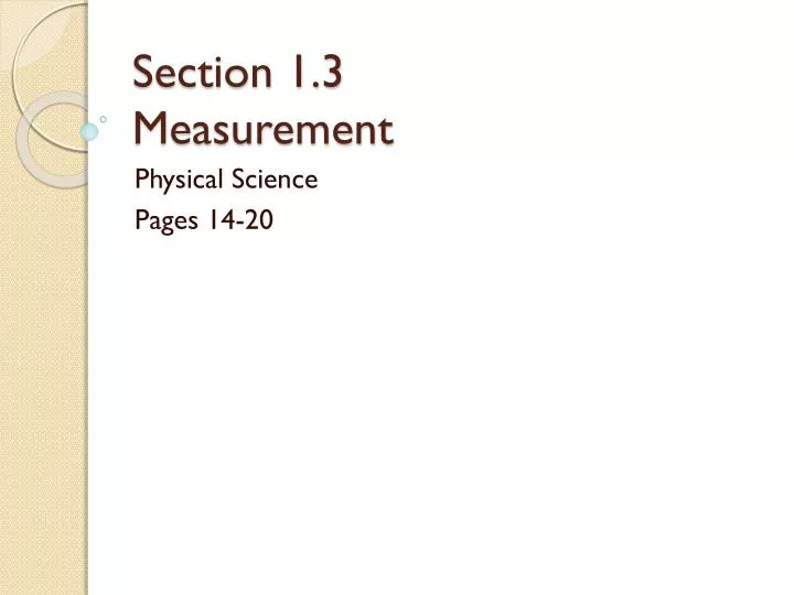 section 1 3 measurement