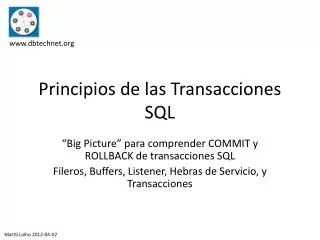 Principios de las Transacciones SQL