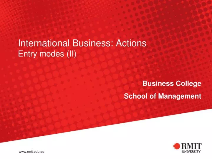 international business actions entry modes ii