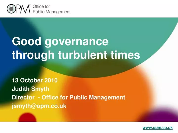 good governance through turbulent times