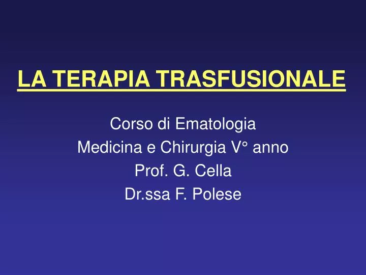 la terapia trasfusionale