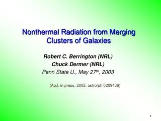 Nonthermal Radiation from Merging Clusters of Galaxies