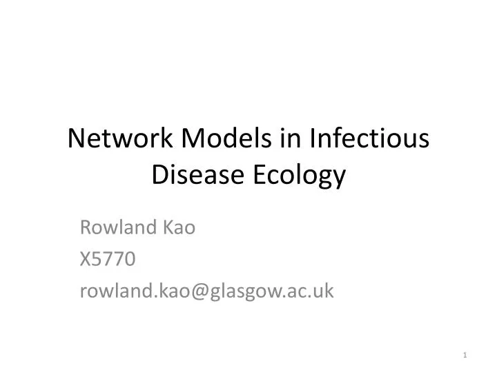 network models in infectious disease ecology