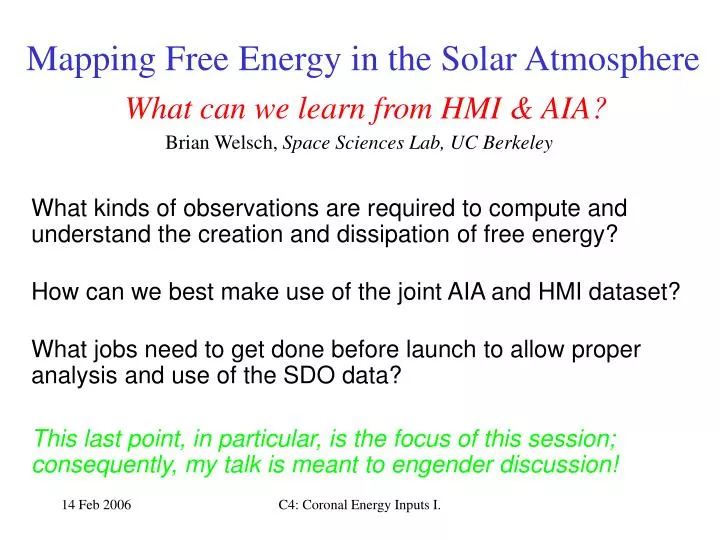 mapping free energy in the solar atmosphere