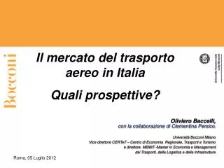 Il mercato del trasporto aereo in Italia Quali prospettive?