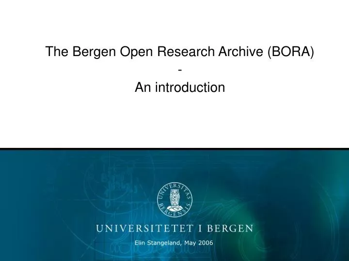 the bergen open research archive bora an introduction