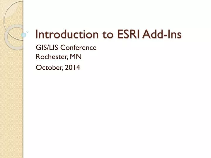 introduction to esri add ins