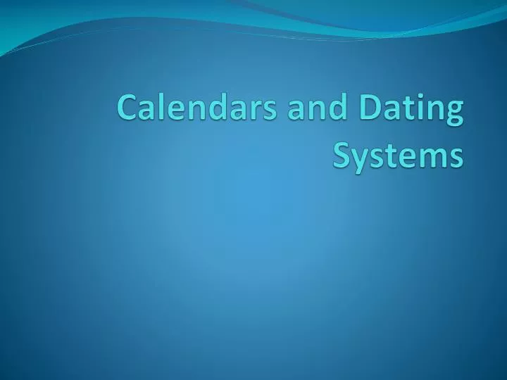 calendars and dating systems