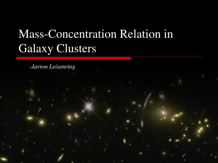 mass concentration relation in galaxy clusters