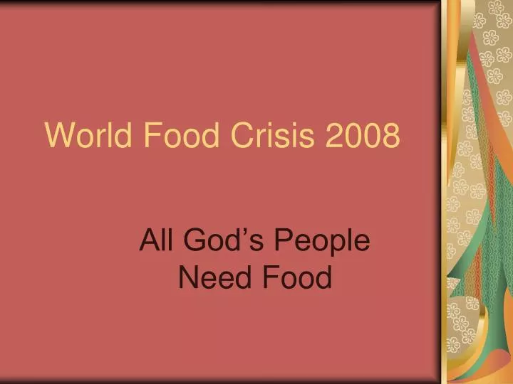 world food crisis 2008