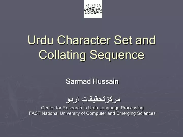 urdu character set and collating sequence