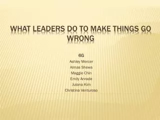 What Leaders Do to Make Things Go Wrong