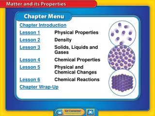 Chapter Introduction Lesson 1 Physical Properties Lesson 2 Density