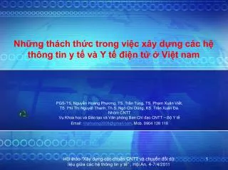 nh ng th ch th c trong vi c x y d ng c c h th ng tin y t v y t i n t vi t nam