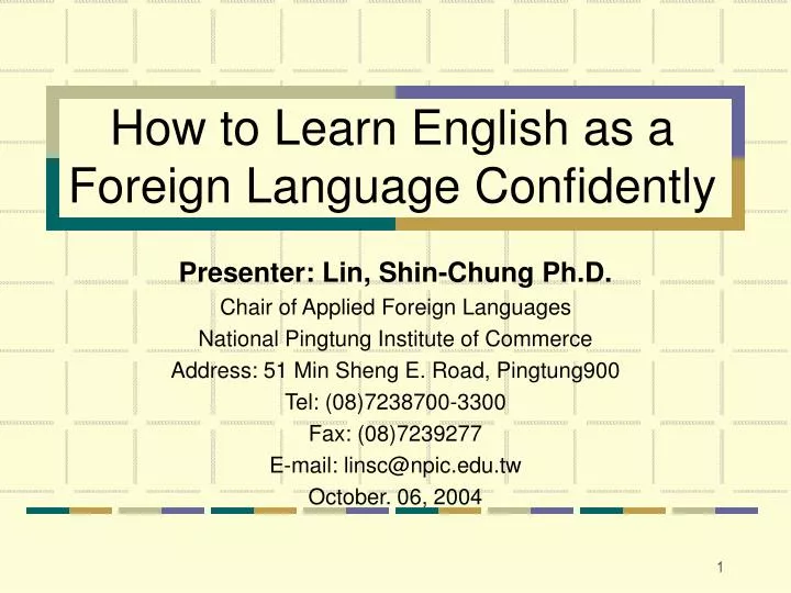 how to learn english as a foreign language confidently