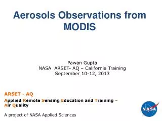 Aerosols Observations from MODIS
