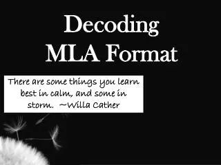 Decoding MLA Format