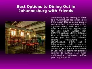Dining Out In Johannesburg