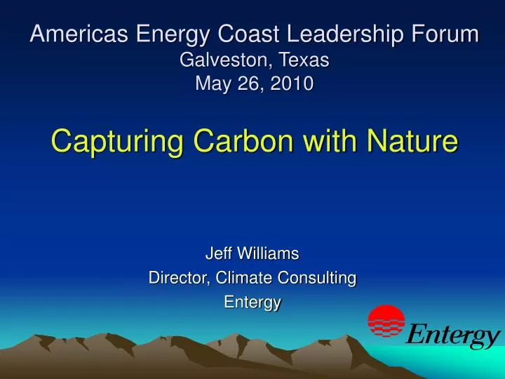 americas energy coast leadership forum galveston texas may 26 2010 capturing carbon with nature