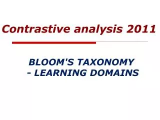 BLOOM'S TAXONOMY - LEARNING DOMAINS