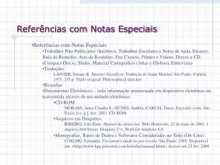 refer ncias com notas especiais