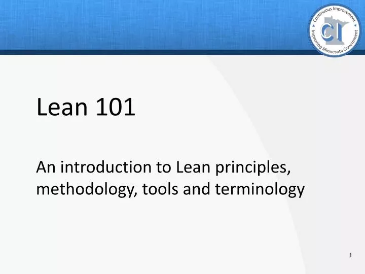 lean 101 an introduction to lean principles methodology tools and terminology