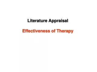 Literature Appraisal Effectiveness of Therapy