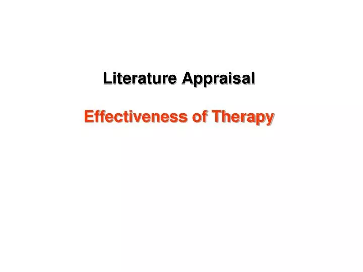 literature appraisal effectiveness of therapy