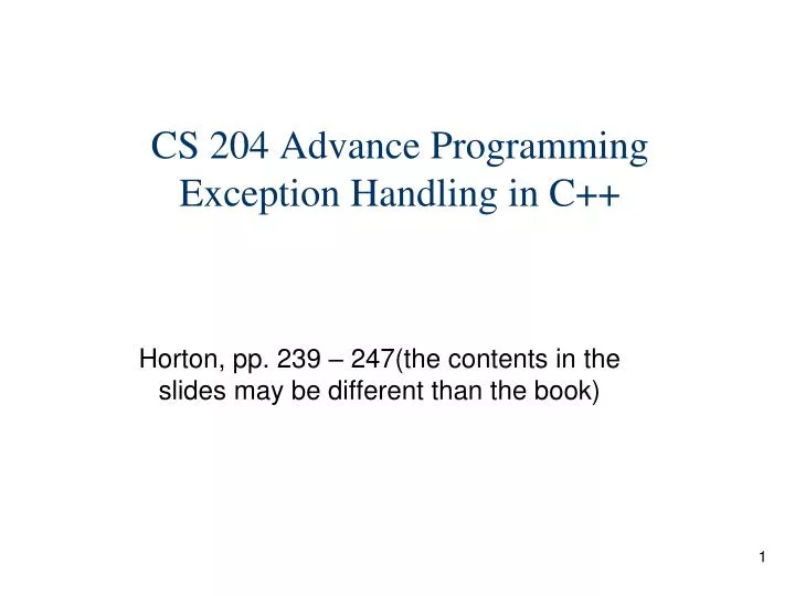 cs 204 advance programming exception handling in c
