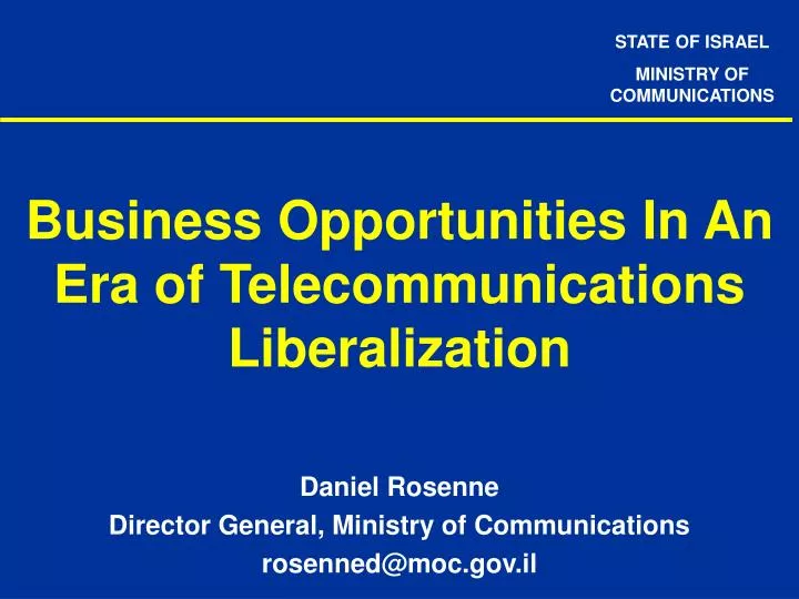 business opportunities in an era of telecommunications liberalization